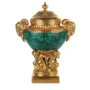 Fonderia Artistica Ruocco Vaso Ariete con putti in Malachite> Vasi Con Coperchio