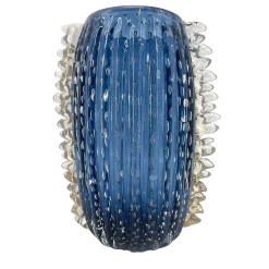 Officine di Murano 1295 Vaso Balloton blu marino e trasparente> Vasi Da Fiori