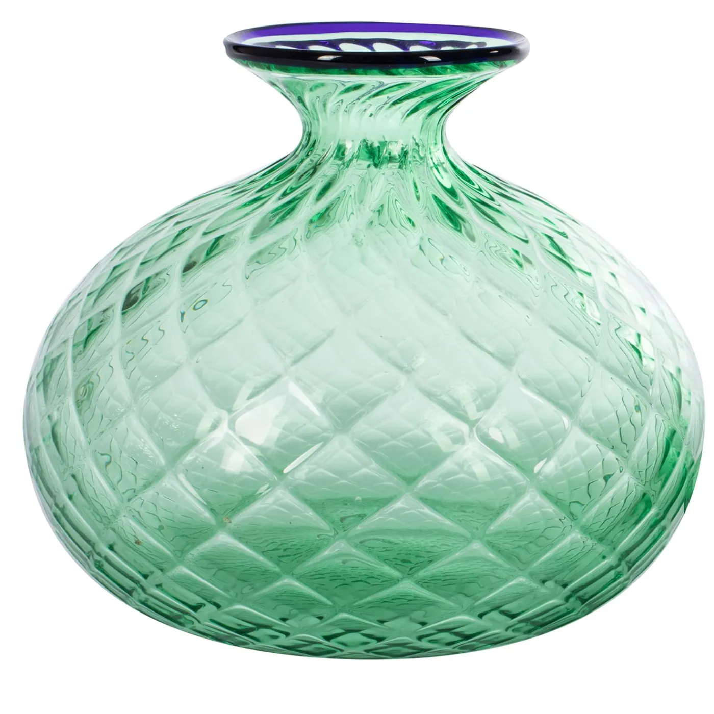 Officine di Murano 1295 Vaso Balloton verde con bordo blu> Vasi Da Fiori