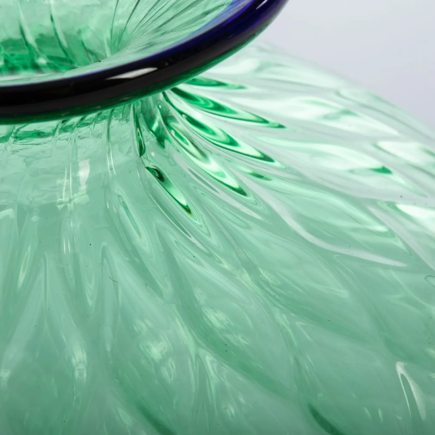 Officine di Murano 1295 Vaso Balloton verde con bordo blu> Vasi Da Fiori