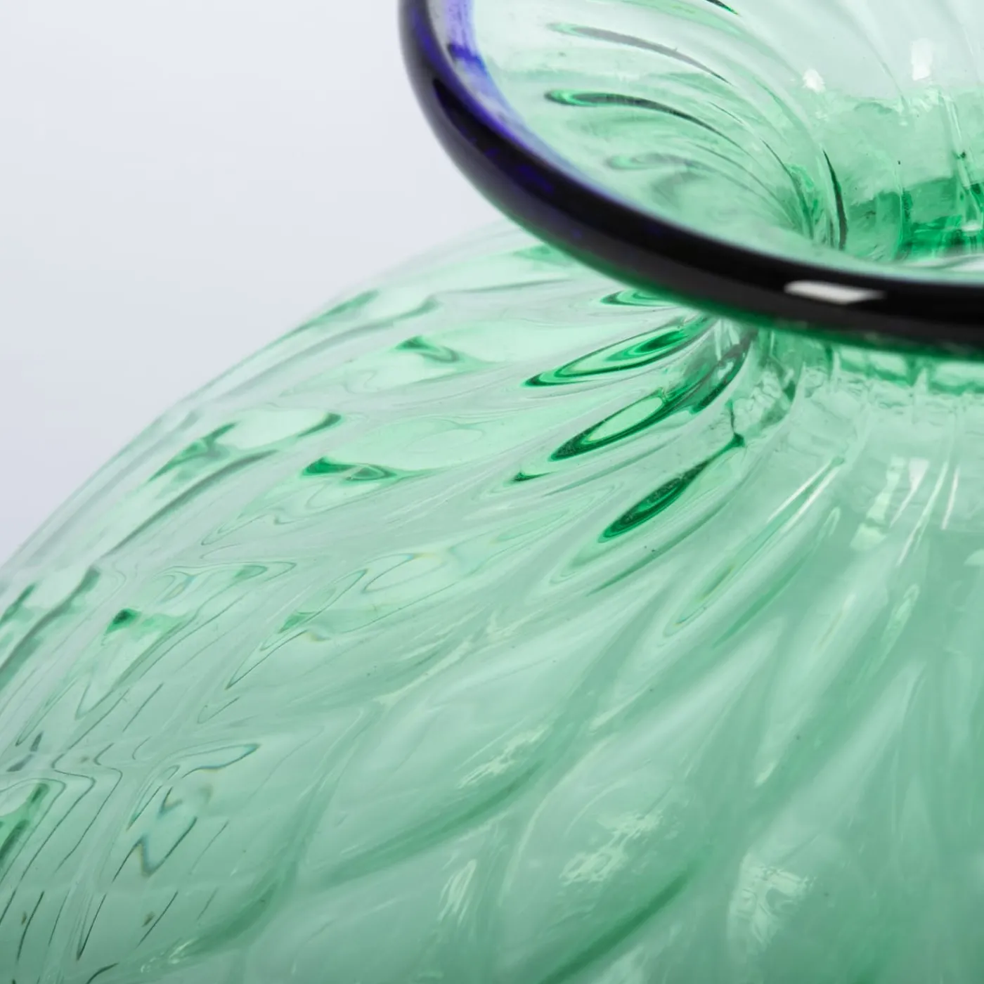 Officine di Murano 1295 Vaso Balloton verde con bordo blu> Vasi Da Fiori