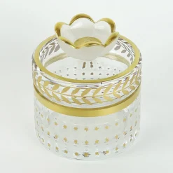 Griffe Montenapoleone by Vetrerie di Empoli Vaso basso in vetro con motivo alloro oro><noscript><img width=