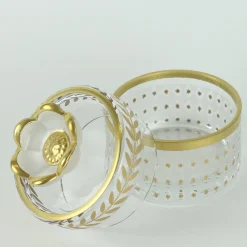 Griffe Montenapoleone by Vetrerie di Empoli Vaso basso in vetro con motivo alloro oro><noscript><img width=