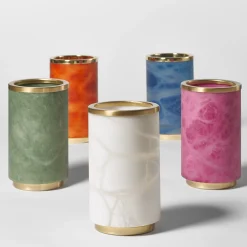 Matlight Milano Vaso Borealis in alabastro bianco e ottone satinato><noscript><img width=