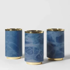 Matlight Milano Vaso Borealis in alabastro blu e ottone lucido> Vasi Da Fiori