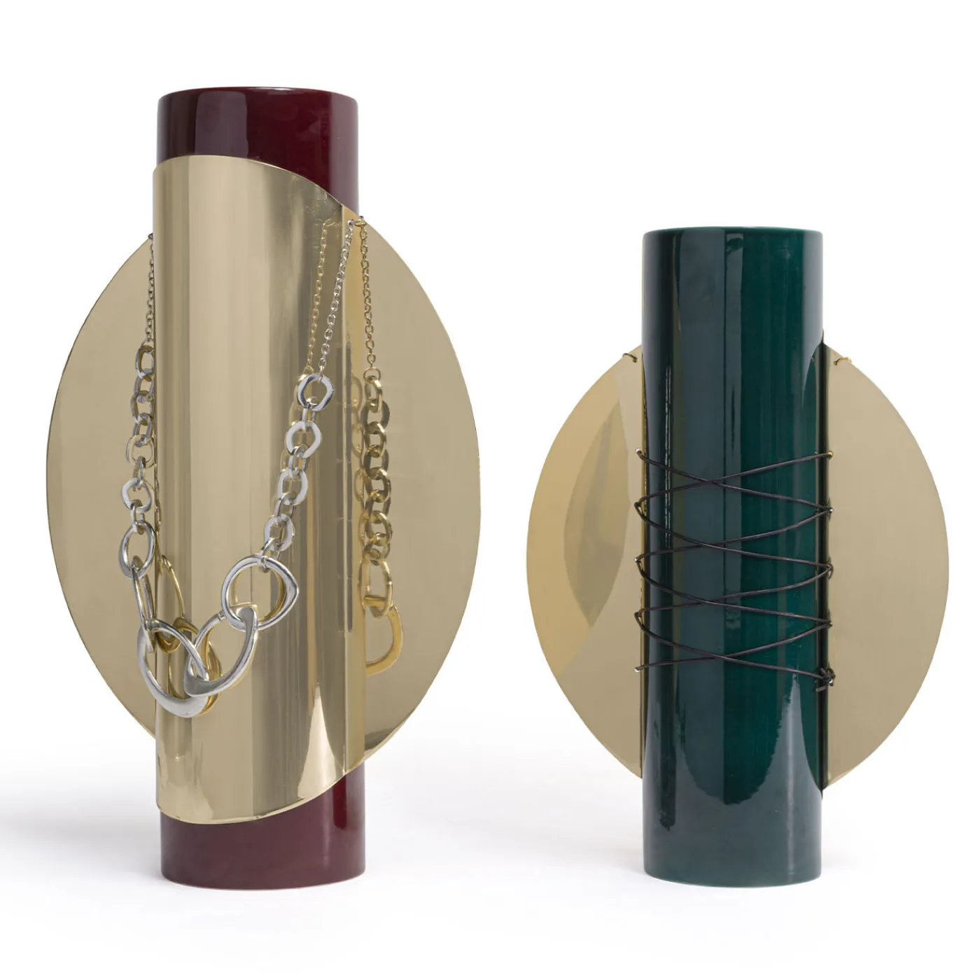 Visionnaire Vaso Bustier Totem 2 in ceramica verde con dettagli in metallo> Vasi Decorativi