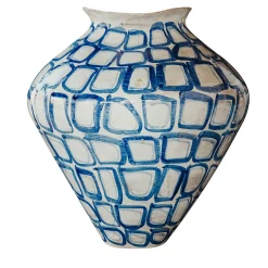 Onofrio Acone Vaso Ceramica Areté Trame Blu> Vasi Decorativi