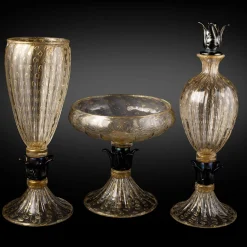 Officine di Murano 1295 Vaso con piede nero e oro 24 carati><noscript><img width=