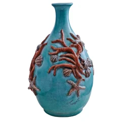 Ceramiche Ceccarelli Vaso Conchiglie e Coralli Rosso e Blu> Bottiglie Decorative