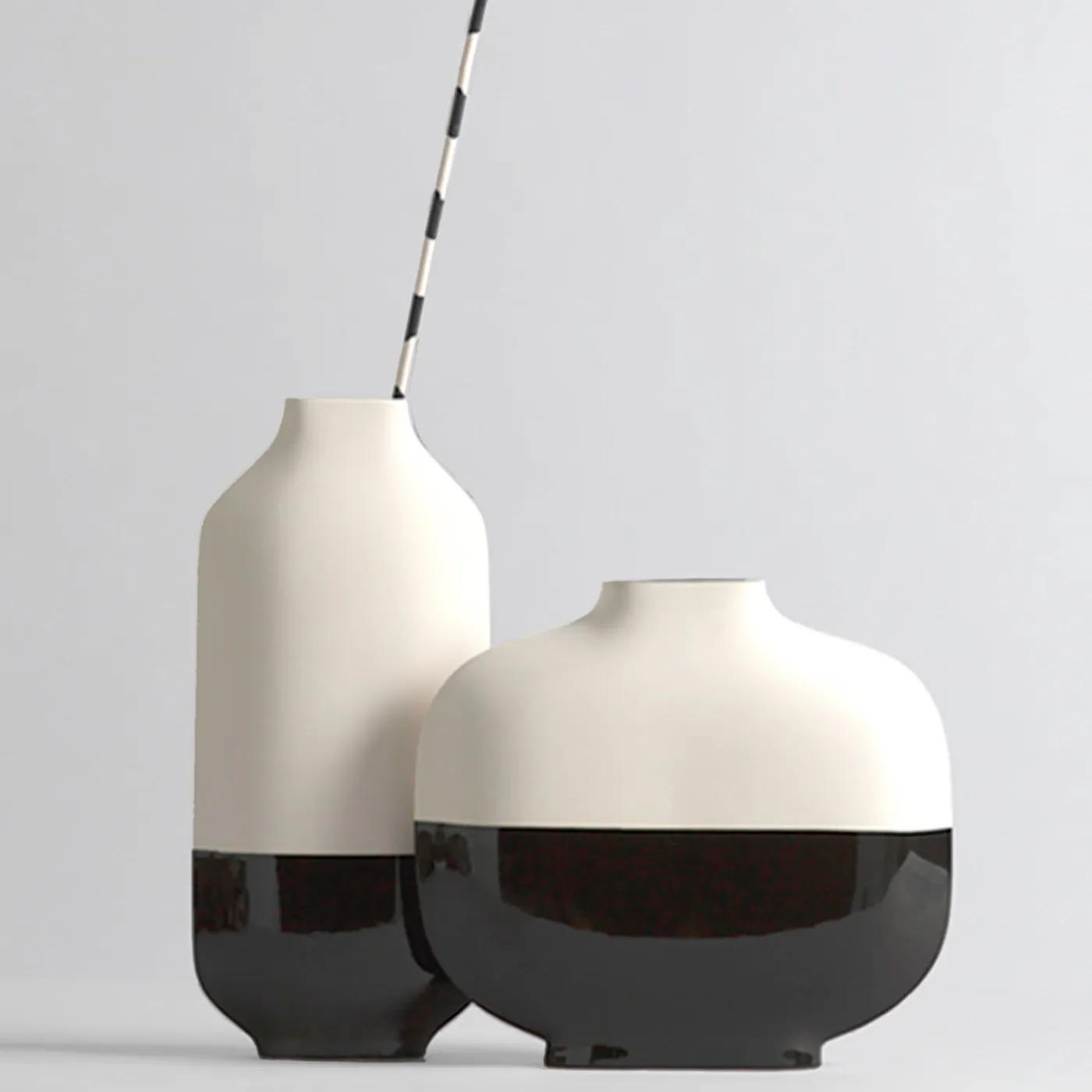 Kose Milano Vaso corto Palma Bianco e Nero> Vasi Decorativi