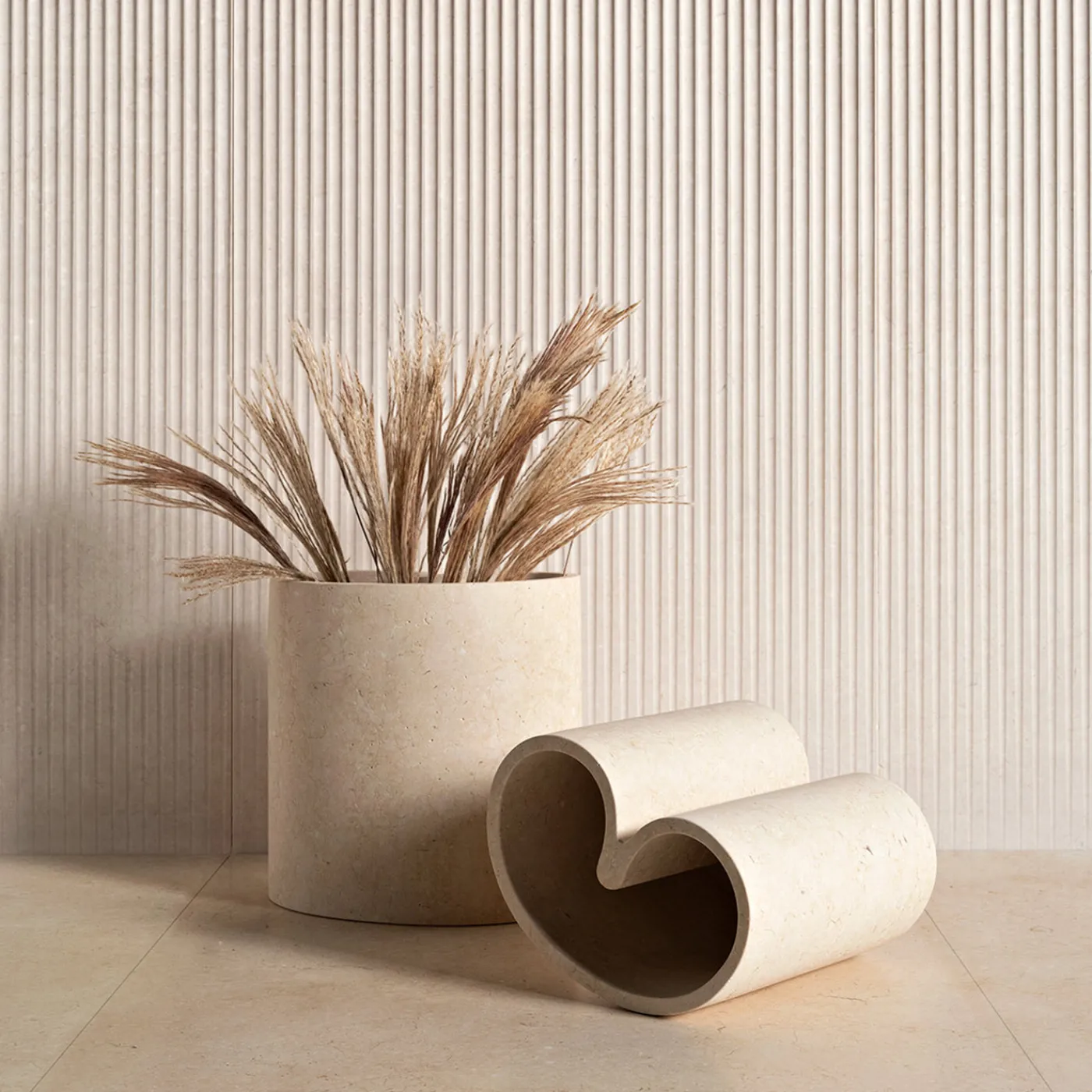 Luce Di Carrara Vaso Decorativo in Marmo Beige Medio Muze> Vasi Decorativi