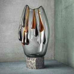Aina Kari Vaso Decorativo Lagoon Tears in Vetro di Murano con Accenti in Ambra> Vasi Decorativi