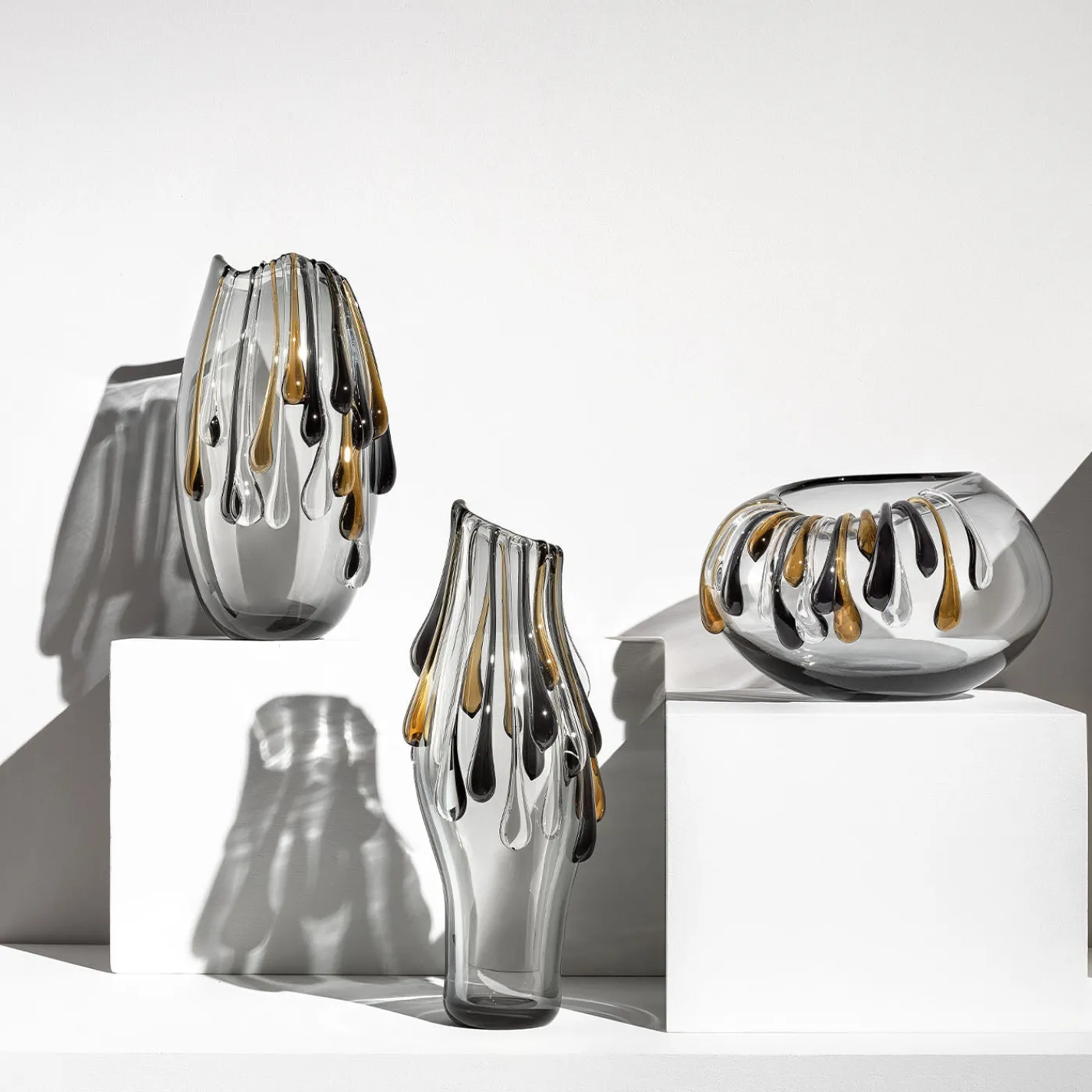 Aina Kari Vaso decorativo Like a Bowl in vetro grigio con gocce> Vasi Decorativi