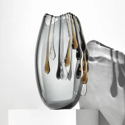 Aina Kari Vaso decorativo Like an Egg ovale in vetro grigio> Vasi Decorativi