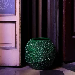 Daria Dazzan Vaso decorativo Medium Round della serie Onda in Verde Muschio Dorato><noscript><img width=