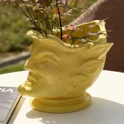 Maioliche Tassi Vaso decorativo Raphael Giallo in ceramica con incisione><noscript><img width=