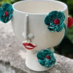 Patrizia Italiano Vaso di testa Santina Infiorata> Vasi Figurativi