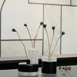 Mutina Vaso di vetro cilindrico medio in bianco e nero> Vasi Con Coperchio