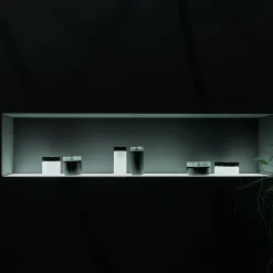 Mutina Vaso di vetro cilindrico corto in bianco e nero> Vasi Con Coperchio