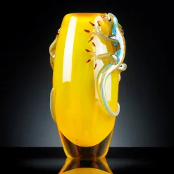 VGnewtrend Vaso giallo con 2 gechi> Vasi Da Fiori