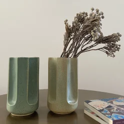 mg12 by Monica Geronimi Vaso Giuseppe Turquesa in ceramica smaltata blu opaco> Vasi Da Fiori