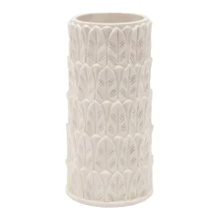 Pietrachiara Vaso grande in gres bianco con motivo a foglie Anne> Vasi Da Fiori