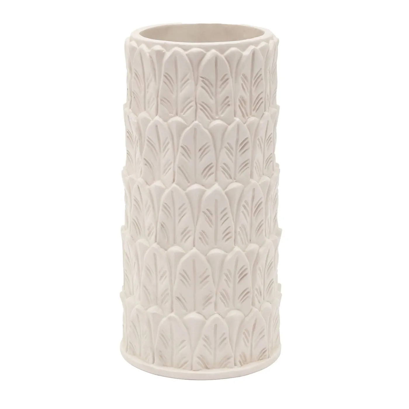 Pietrachiara Vaso grande in gres bianco con motivo a foglie Anne> Vasi Da Fiori