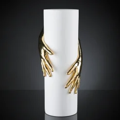 VGnewtrend Vaso Hands oro e bianco><noscript><img width=