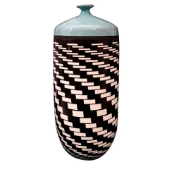 Zuma Ceramiche by Lucia Carpentieri Vaso Hurricane Optical nero/bianco/turchese> Bottiglie Decorative