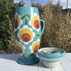 Studio Le Nid Vaso in Ceramica Janis con Coperchio e Motivo Floreale Dipinto a Mano> Vasi Con Coperchio