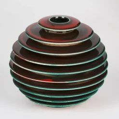 Ceramiche Lega di Martina Scarpa Vaso in Ceramica Rosso Scanalato Globo Rosso> Vasi Decorativi