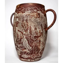 Clara Holt Vaso in gres rosso con manici Morte di Orfeo><noscript><img width=