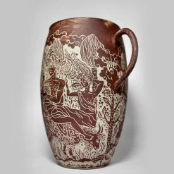 Clara Holt Vaso in gres rosso con manici Morte di Orfeo><noscript><img width=