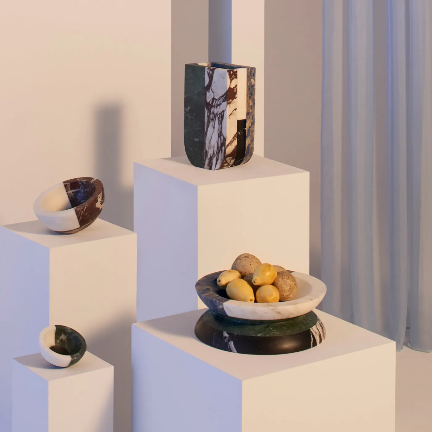 MMairo Vaso in marmo multicolore Piero di Arthur Arbesser> Vasi Da Fiori