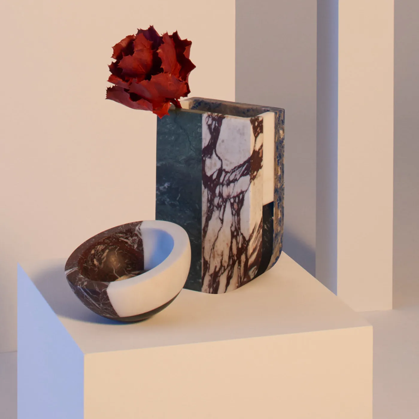 MMairo Vaso in marmo multicolore Piero di Arthur Arbesser> Vasi Da Fiori