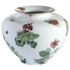 Grand Tour by Vito Nesta Vaso in porcellana Anfora con fiori verdi e rossi H24Cm> Anfore