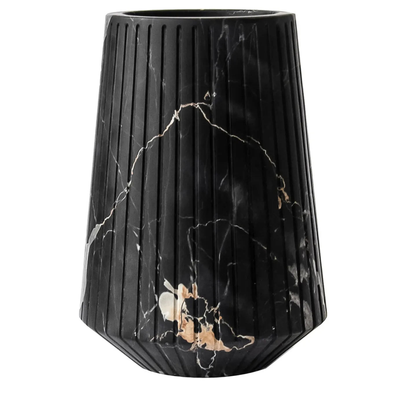 FiammettaV Home Collection Vaso medio a righe in marmo Portoro> Vasi Decorativi