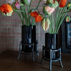 Piccoli Smalti Vaso Mini Bambù in Vetro Nero><noscript><img width=