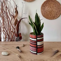 Lab Design Vaso Nemesi cilindrico a righe color ruggine><noscript><img width=