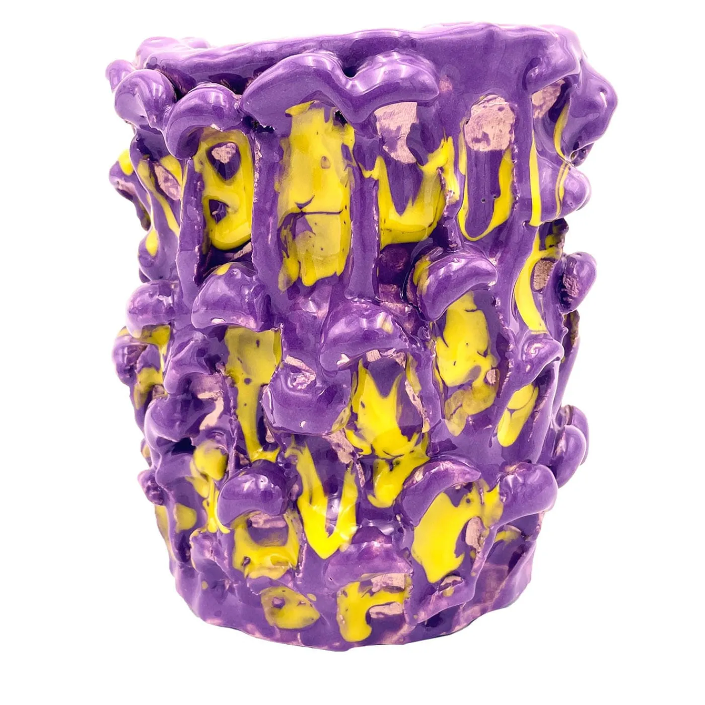 Daria Dazzan Vaso Onda in velluto viola e giallo limone> Vasi Decorativi