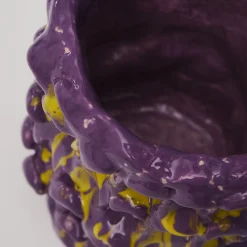 Daria Dazzan Vaso Onda in velluto viola e giallo limone><noscript><img width=