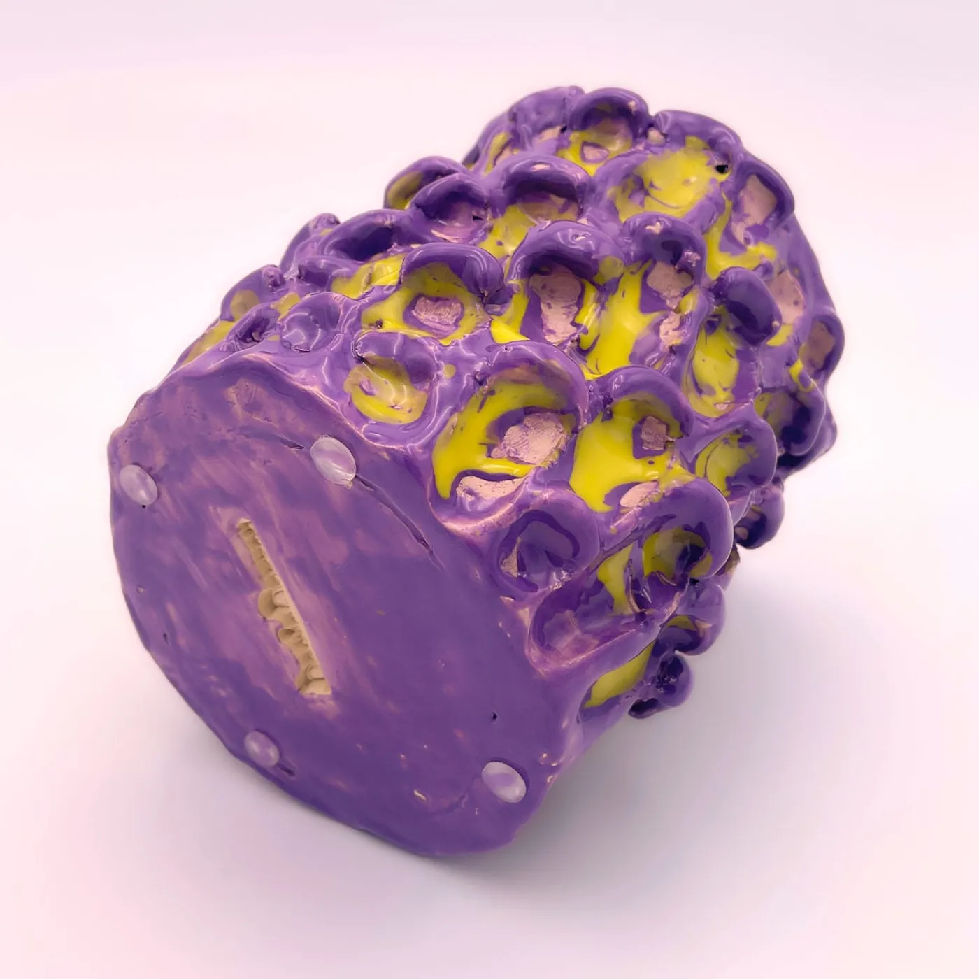 Daria Dazzan Vaso Onda in velluto viola e giallo limone> Vasi Decorativi