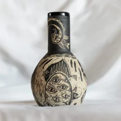 Clara Holt Vaso piccolo Grès beige e nero Granchio> Bottiglie Decorative