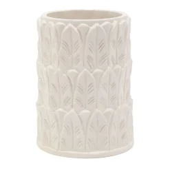 Pietrachiara Vaso piccolo in gres bianco con motivo a foglie Anne> Vasi Da Fiori