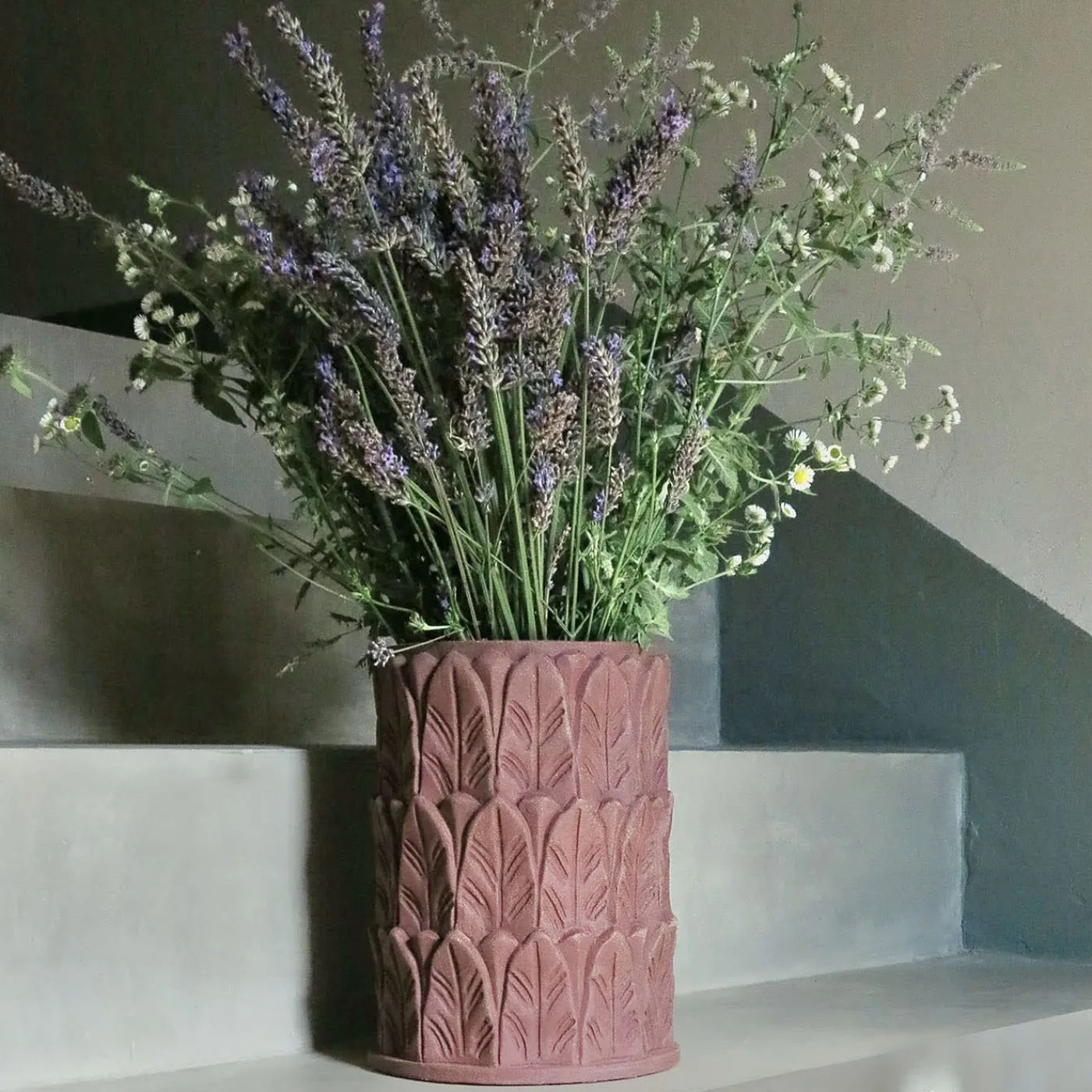 Pietrachiara Vaso piccolo in terracotta Anne con motivo a foglie> Vasi Da Fiori