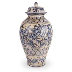 deBlona Vaso potiche Antique Blue Peacock><noscript><img width=