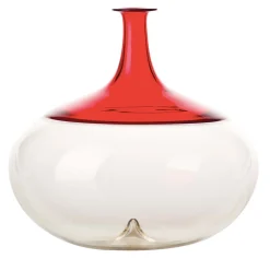 Venini Vaso rotondo Bolle di Tapio Wirkkala in rosso/chiaro> Bottiglie Decorative