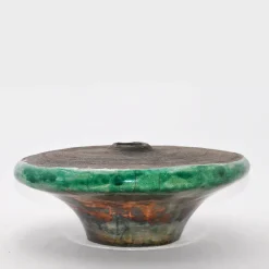 Design Center 1991 Vaso scultura rotondo in raku Intorno al Cerchio di Nino Basso> Vasi Decorativi