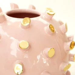 ND Dolfi Vaso Sferico Tronchetti In Ceramica Dorata E Rosa> Vasi Decorativi