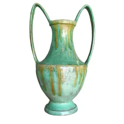 Ceramiche Ceccarelli Vaso tradizionale ad anfora verde gocciolante> Anfore